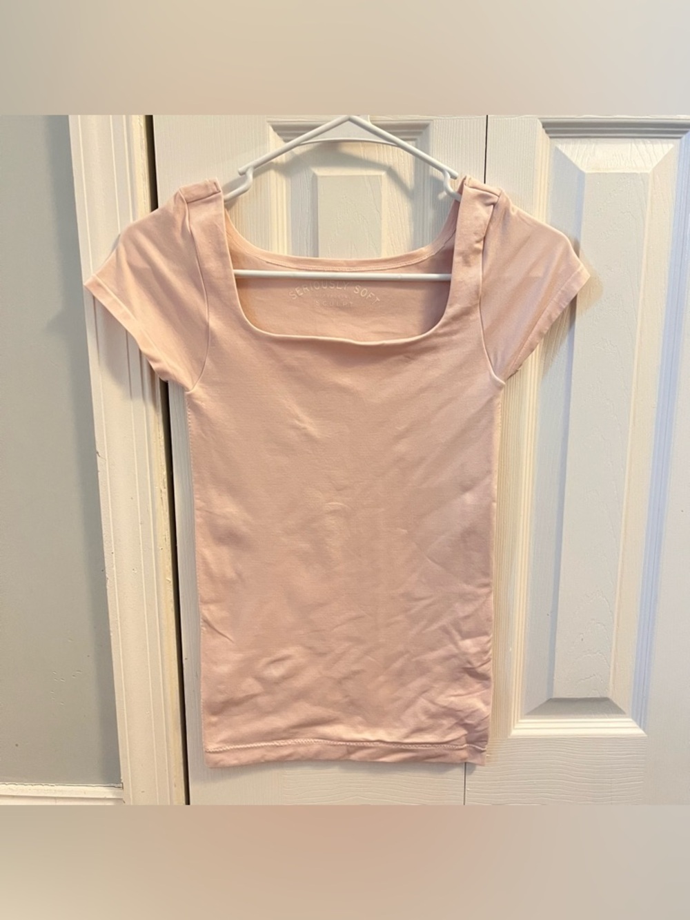 Women's Light Pink Square Neck Sculpt Tee